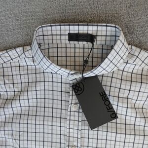 G/FORE Shirt Mens L Large White Plaid Button Up Performance Tattersall Sport NWT